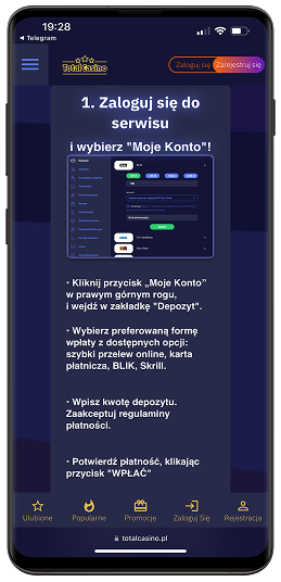 przez Internet. Byłoby logiczne, gdyby taka opcja była możliwa w Total Casino.